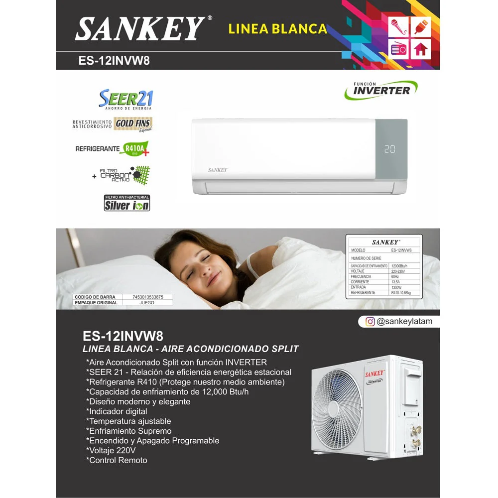 AIRE ACONDICIONADO SPLIT 12000BTU INVERTER SEER 21 - Imagen 2