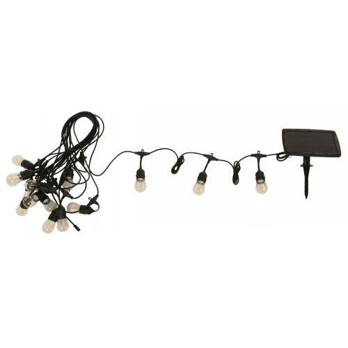 EXTENSIÓN DE LUCES SOLAR NEGRO 15L E27 0.05W 3.7V 2700K (BOMBILLOS LED INCLUIDOS)