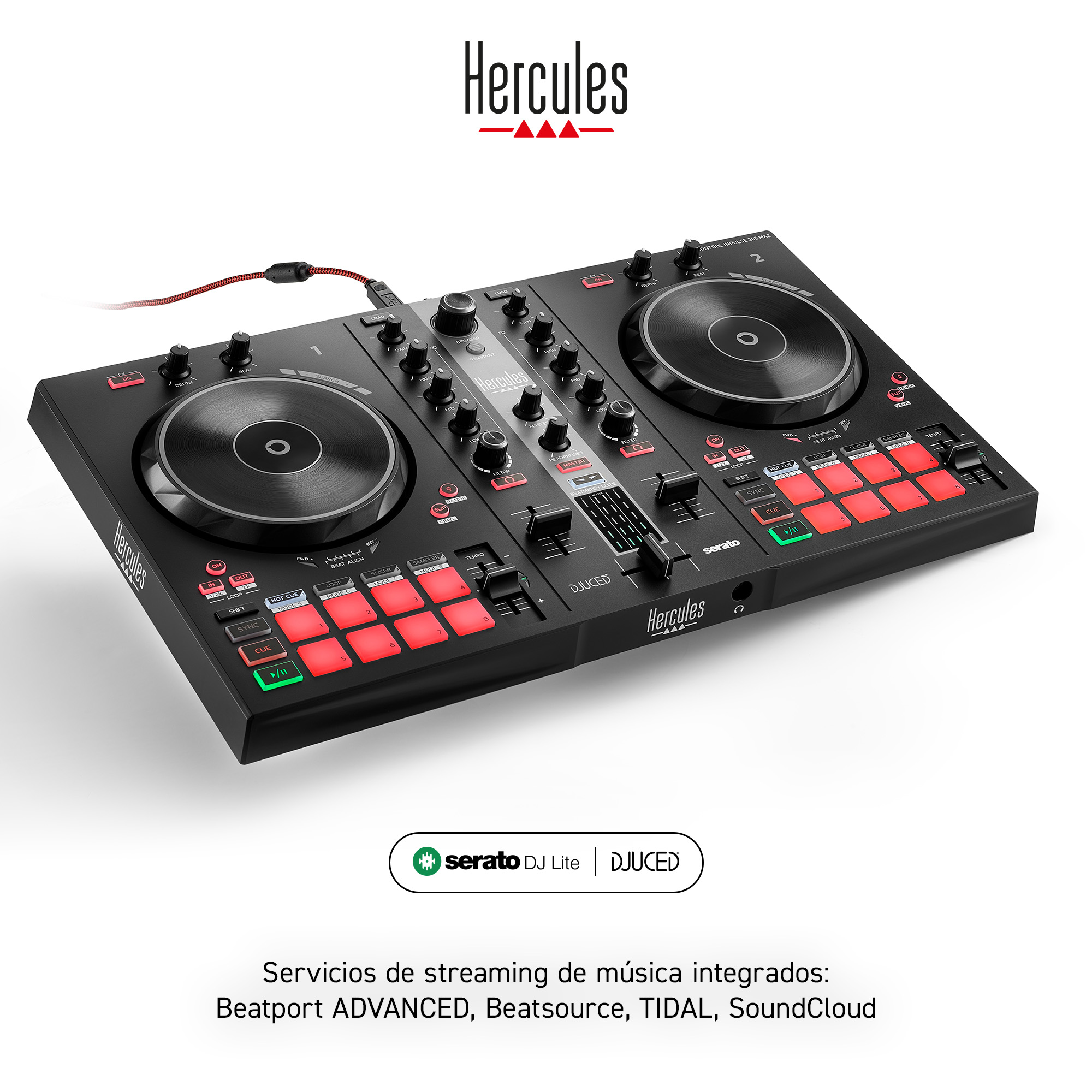 Hercules Control DJ, 2 Canales, Serato Dj, DJuced, - Imagen 2
