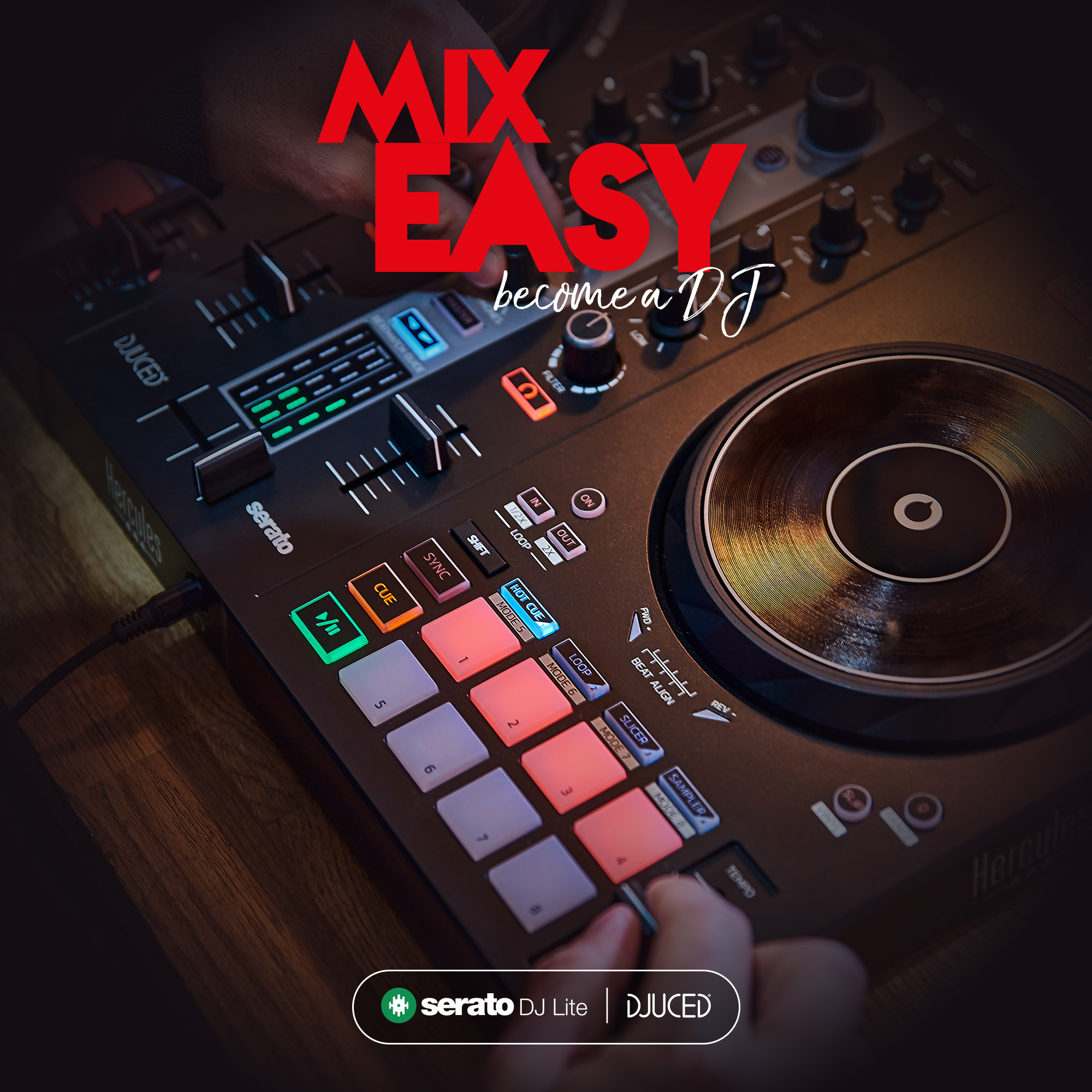 Hercules Control DJ, 2 Canales, Serato Dj, DJuced, - Imagen 3